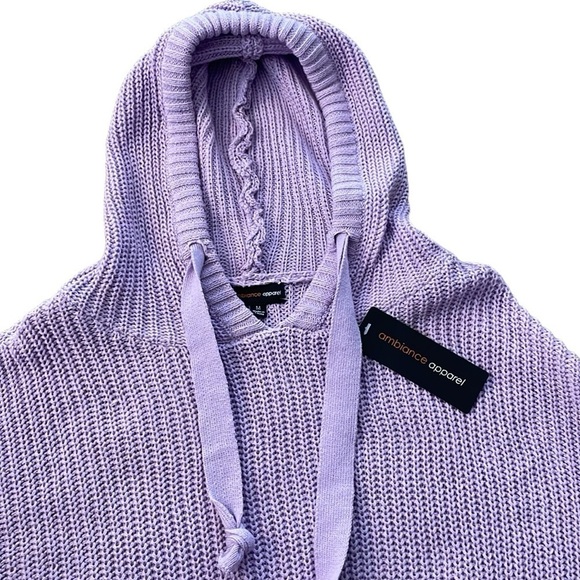Ambiance Apparel Dropped Shoulder Chunky Knit Cropped Hoodie Sweater‎ - Picture 3 of 5